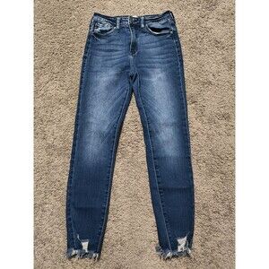 Kancan Women's Skinny Jeans Distressed Raw Hem Size 25